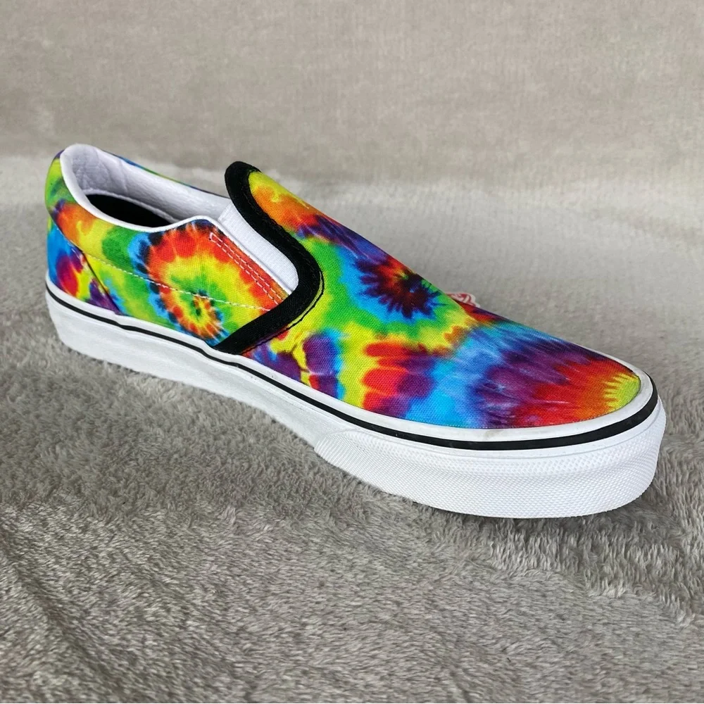 Vans Spiral Tie Dye Slip On Shoes Sneakers Men 6 Women 7.5 Canvas Multi‎ NEW